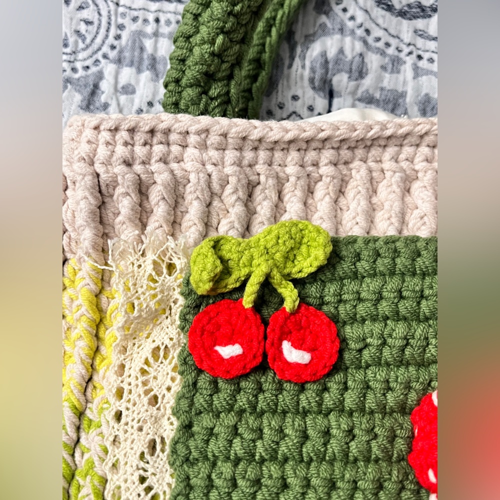 Etsy Crochet Mini Mushroom Cherry Handmade Bag - Picture 8 of 9